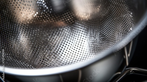 stainless steel colander with fine mesh for straining delicate ingredients generative ai photo