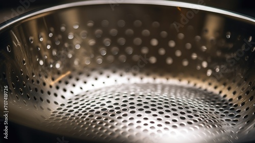 stainless steel colander with fine mesh for straining delicate ingredients generative ai photo