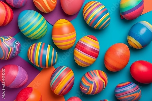 Striped Easter eggs. Generative AI
