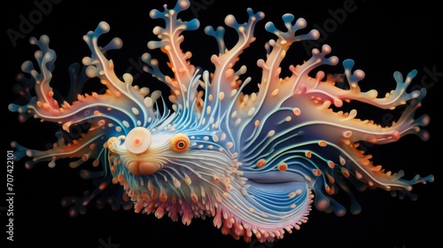 depiction of a nudibranch displaying its intricate and colorful patterns generative ai © Francheska
