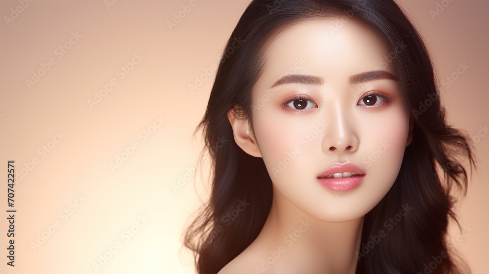 portrait of beautiful young Asian woman with clean skin, Facial care, Cosmetology, beauty and spa,. portrait of beautiful young Asian woman with clean skin, Facial care, Cosmetology, beauty and spa,.