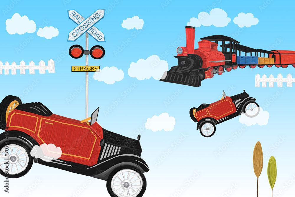 Fototapeta means of transportation illustration