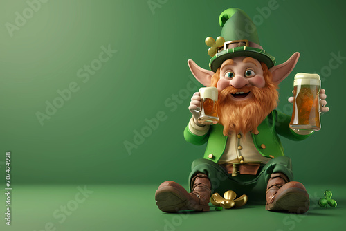st patricks day leprechaun drinking beer photo