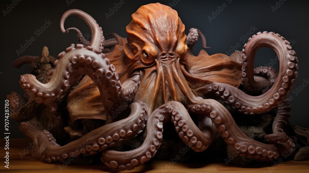 Fototapeta premium octopus displaying its remarkable intelligence generative ai