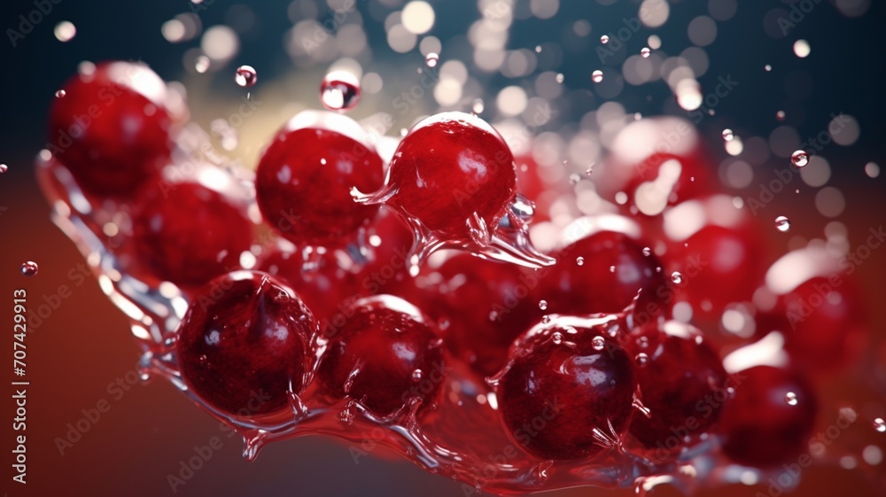 Obraz Cranberries bouncing in a perfectly synchronized dance, forming