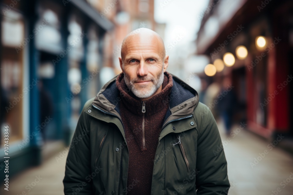 Portrait of a senior man with grey beard in the city. Portrait of a senior man with grey beard in the city.