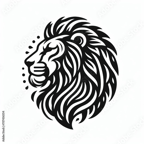 Blackwork Leo Zodiac Sign Tattoo Design. Sketch of a tribal lion tattoo. Lion head black and white drawing, ink sketch, tattoo, logo design. Leo zodiac sign, Horoscope symbol.