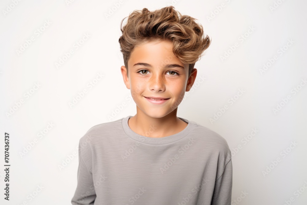 Portrait of a cute little boy with short hair on white background Portrait of a cute little boy with short hair on white background
