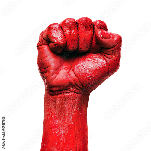 fist red painted, PNG picture, no background image.
