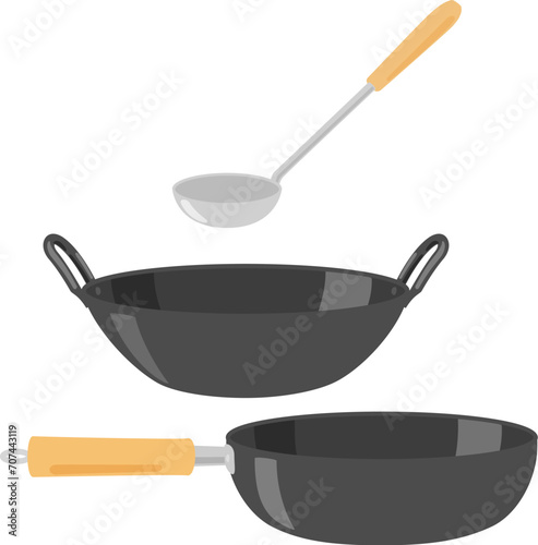 中華鍋、炒め鍋とお玉