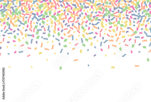 Colorful confetti on transparent background. Festive background. Vector illustration.