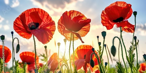 A poppy field in the sun. Nature  the natural background