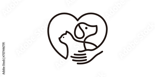 pet care logo design,minimalist line logo design template