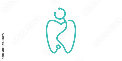 logo design combination of tooth shape with stethoscope.