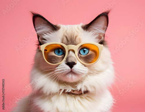 A CAT WEARING GLASSES