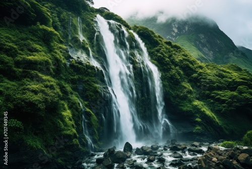 Breathtaking cascading waterfall  Ai Generative