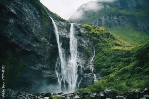 Breathtaking cascading waterfall  Ai Generative