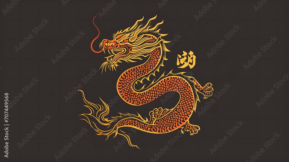 Minimalist logo design of a dragon in a contemporary and sleek style. Year of the dragon Minimalist logo design of a dragon in a contemporary and sleek style. Year of the dragon
