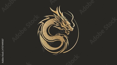 Minimalist logo design of a dragon in a contemporary and sleek style. Year of the dragon