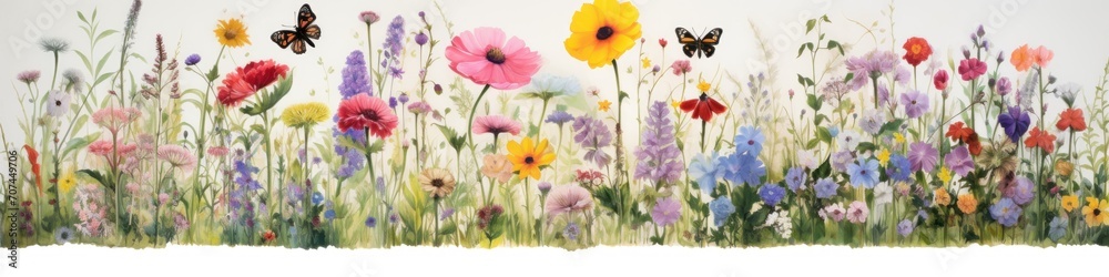 Field of wildflowers for insect bees as a banner Ai Generative Field of wildflowers for insect bees as a banner Ai Generative