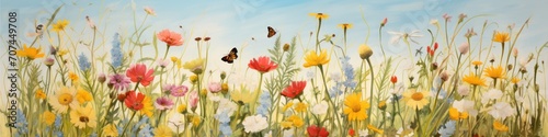 Field of wildflowers for insect bees as a banner Ai Generative © 3DLeonardo