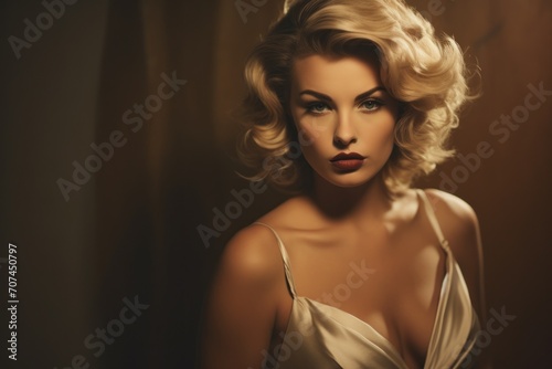 A sepia-toned portrait of a woman with a classic Hollywood glamour look Ai Generative