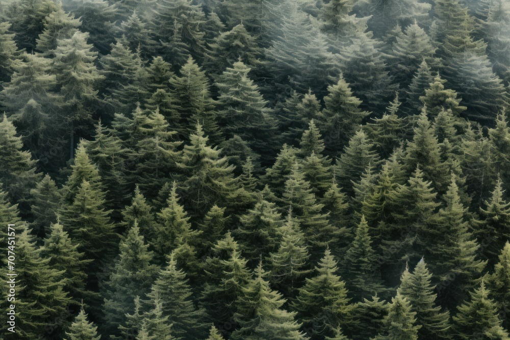 Aerial view of pine trees in a mountain Ai Generative