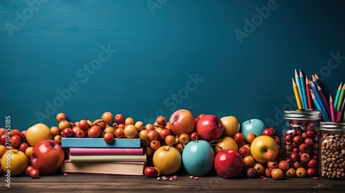 back to school background with school equipment concept for banner or poster