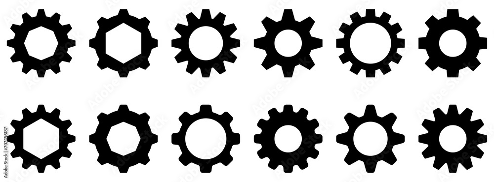 gear settings icon collection, simple vector isolated on white background. design for apps, web and ui gear settings icon collection, simple vector isolated on white background. design for apps, web and ui
