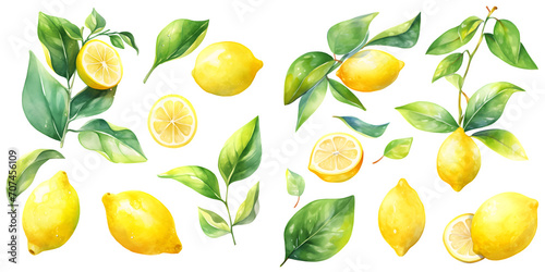 Watercolor lemon clipart for graphic resources 