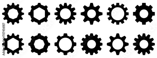 gear settings icon collection, simple vector isolated on white background. design for apps, web and ui