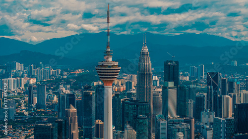 Photography KL Tower and Petronas Twin Tower Aerial View