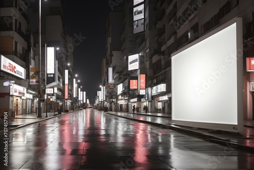 white billboard in the middle of the city at night © savior