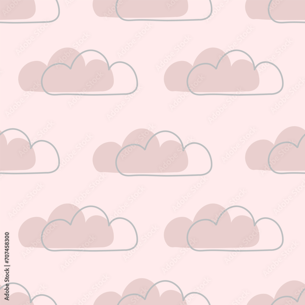 Clouds in Cartoon Patterns - Seamless Kids Pattern for Creative Prints, Textiles, and Dreamy Nursery Decor