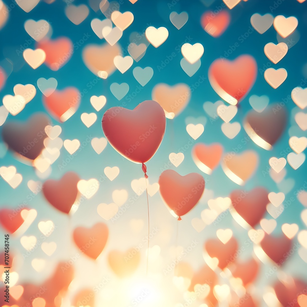Whimsical Love: Hearts Floating in the Ethereal Air.