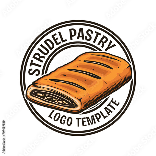 Strudel pastry logo design template