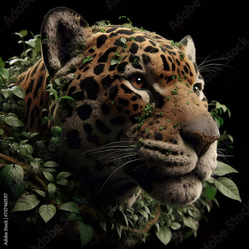 portrait of a jaguar in its natural habitat