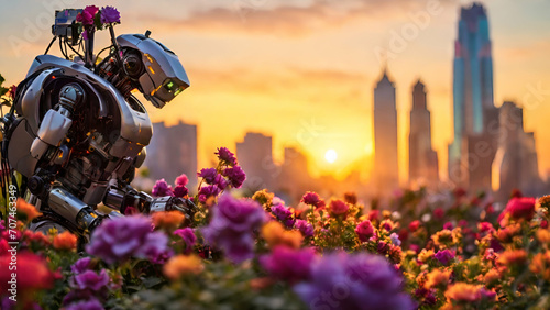 Robot & flowers in the park