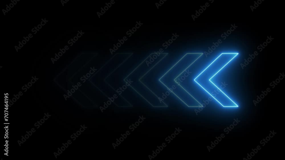 Abstract neon arrow loop loading animation background.  