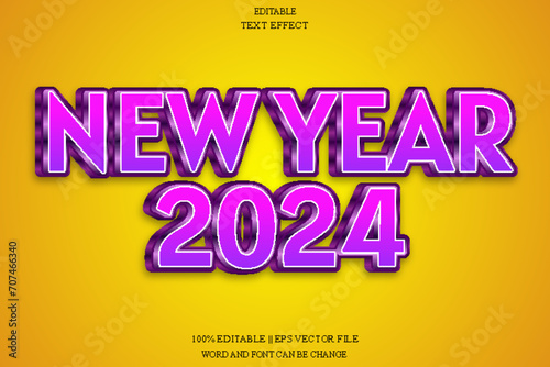 New Year 2024 Editable Text Effect Emboss Gradient Style