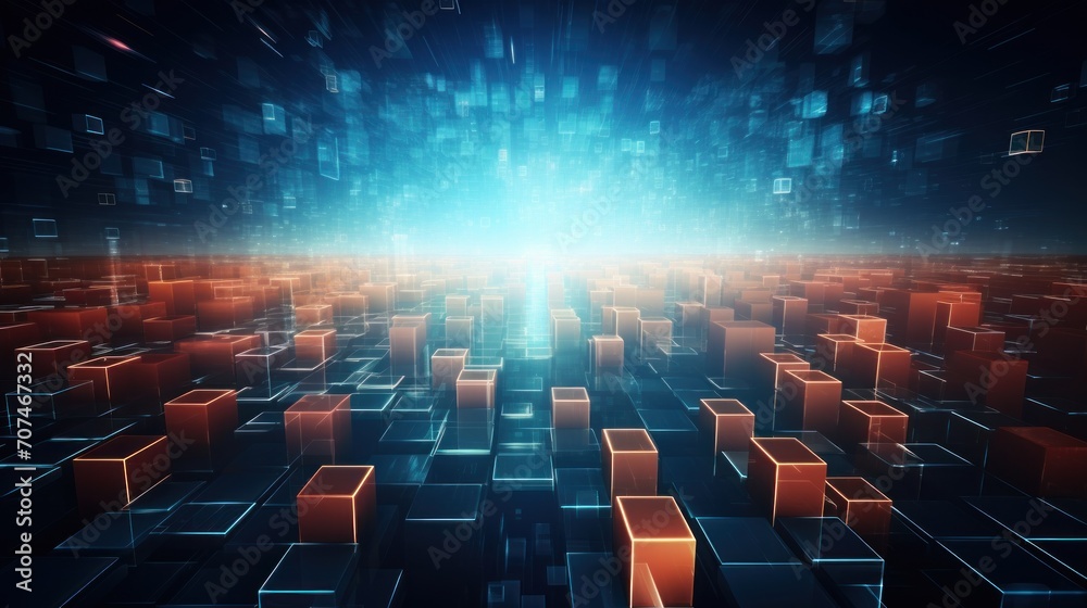 Fototapeta premium Abstract background that represents the limitless possibilities and horizons of IT technology in the future, pushing the boundaries of innovation