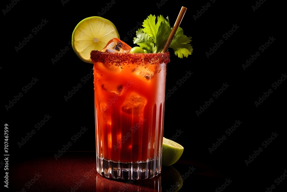 Obraz na plátně Caesars, Canada's signature cocktail featuring vodka, Clamato juice, hot sauce