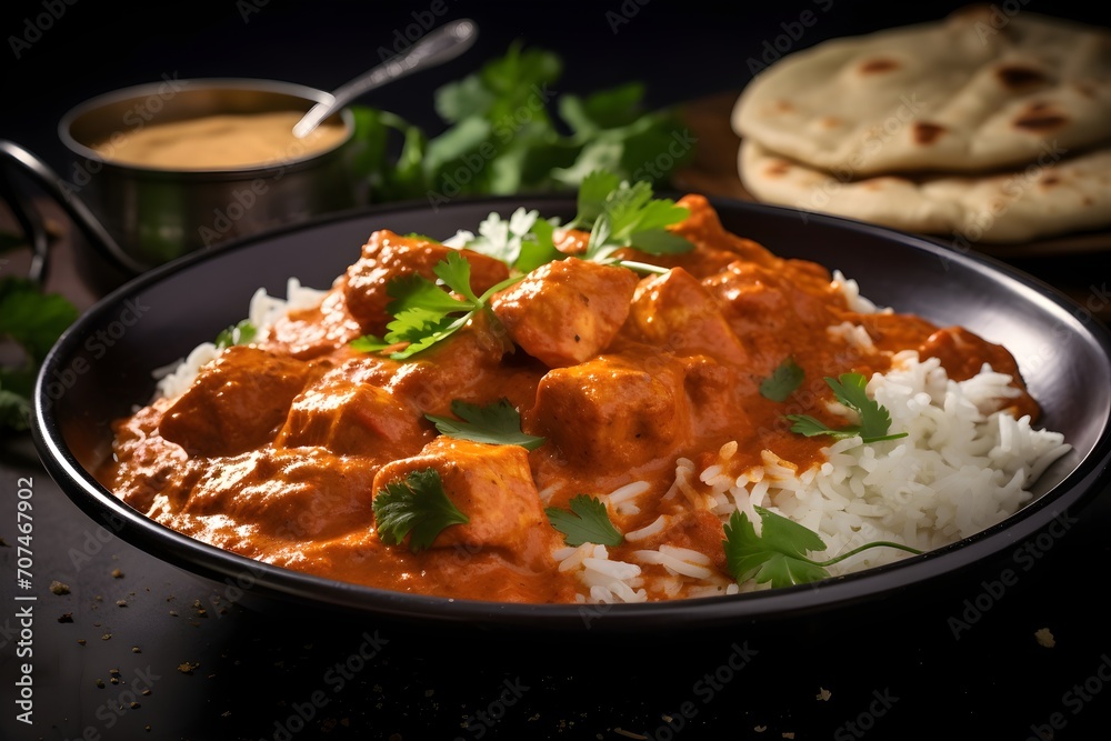 Chicken tikka masala, a popular British-Indian dish