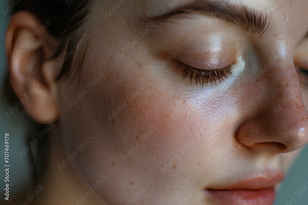 An individual showcasing the results of using brightening skincare products. reviews of the use of cosmetics by ordinary woman. generative AI An individual showcasing the results of using brightening skincare products. reviews of the use of cosmetics by ordinary woman. generative AI