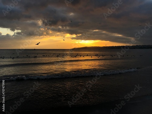 Fototapeta Naklejka Na Ścianę i Meble -  sunset on the beach at buyukcekmece in istanbul turkey
