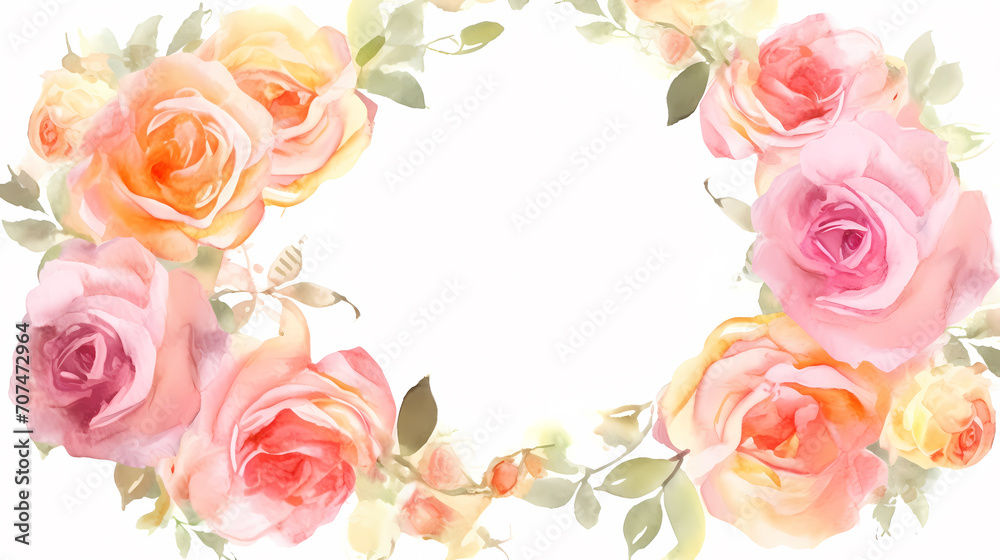 Empty floral frame with copy space for greeting card or invitation design