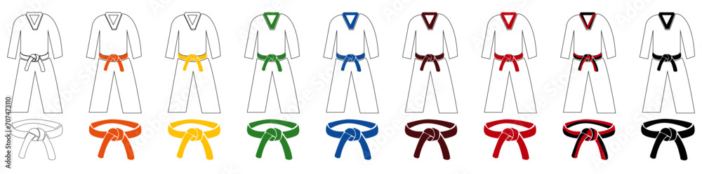 Taekwondo karate martial arts belts progress bundle
