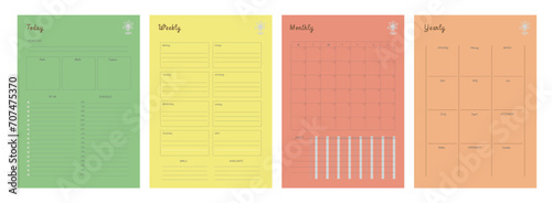 Set of  Daily weekly monthly yearly planner. (Fun)