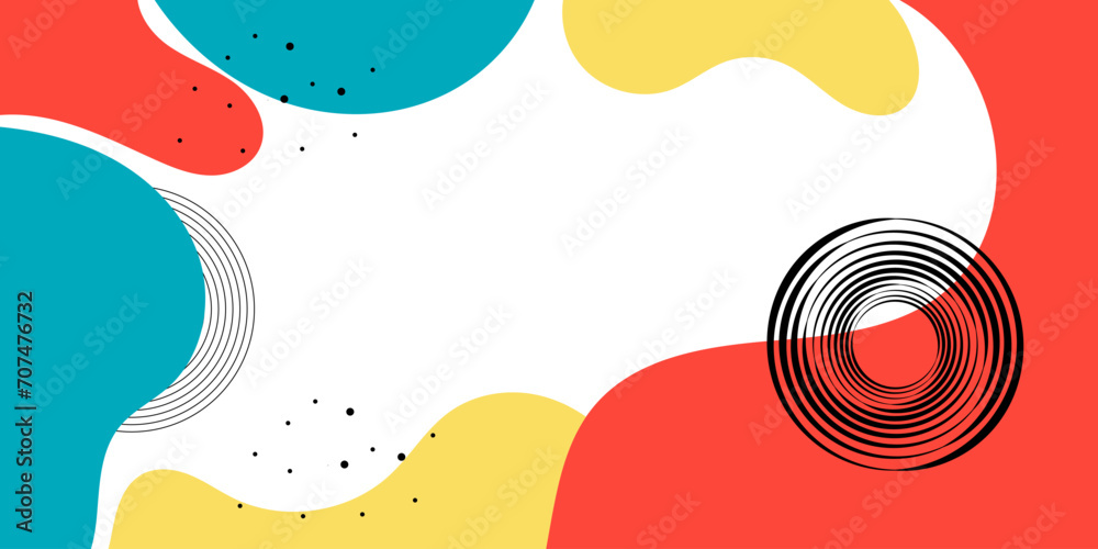 Abstract pop art background with wave pattern, dotted and geometric shape. Vector pattern. Color wave template and presentation design