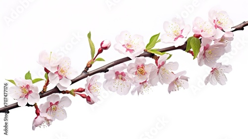  Spring sakura cherry blooming flowers bouquet. Isolated realistic pink petals  blossom  branches  leaves vector set. Design spring tree illustration  generative ai